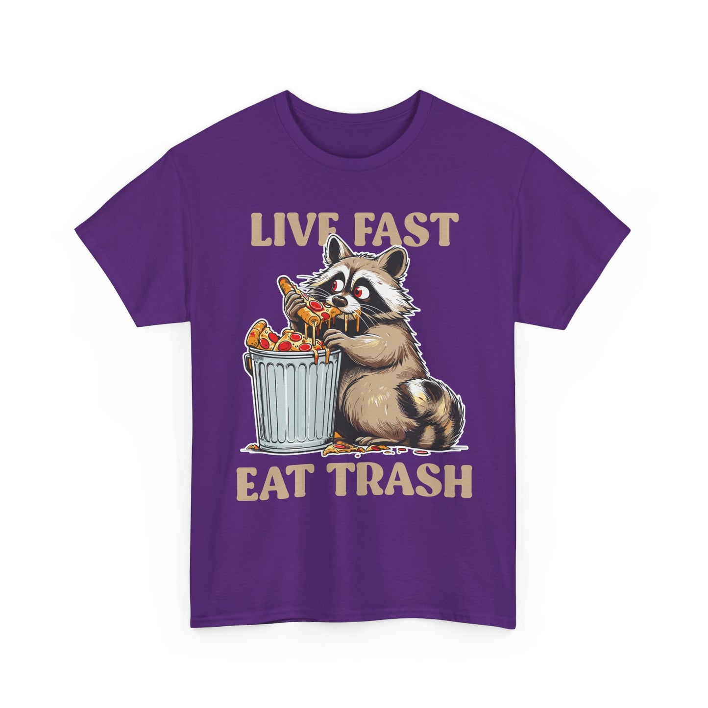 Live Fast Eat Trash Raccoon T-Shirt - Funny Pizza Meme Tee