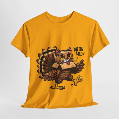 Funny Turkey Cat T-Shirt - Thanksgiving Meow Meow Cat Lover Tee