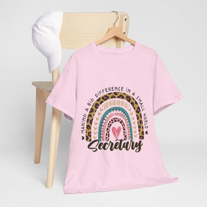 Secretary Rainbow Shirt - Cute Leopard Print Office Tee for Secretaries, Glam Animal Print Heart Gift, Boho Office Assistant T-Shirt