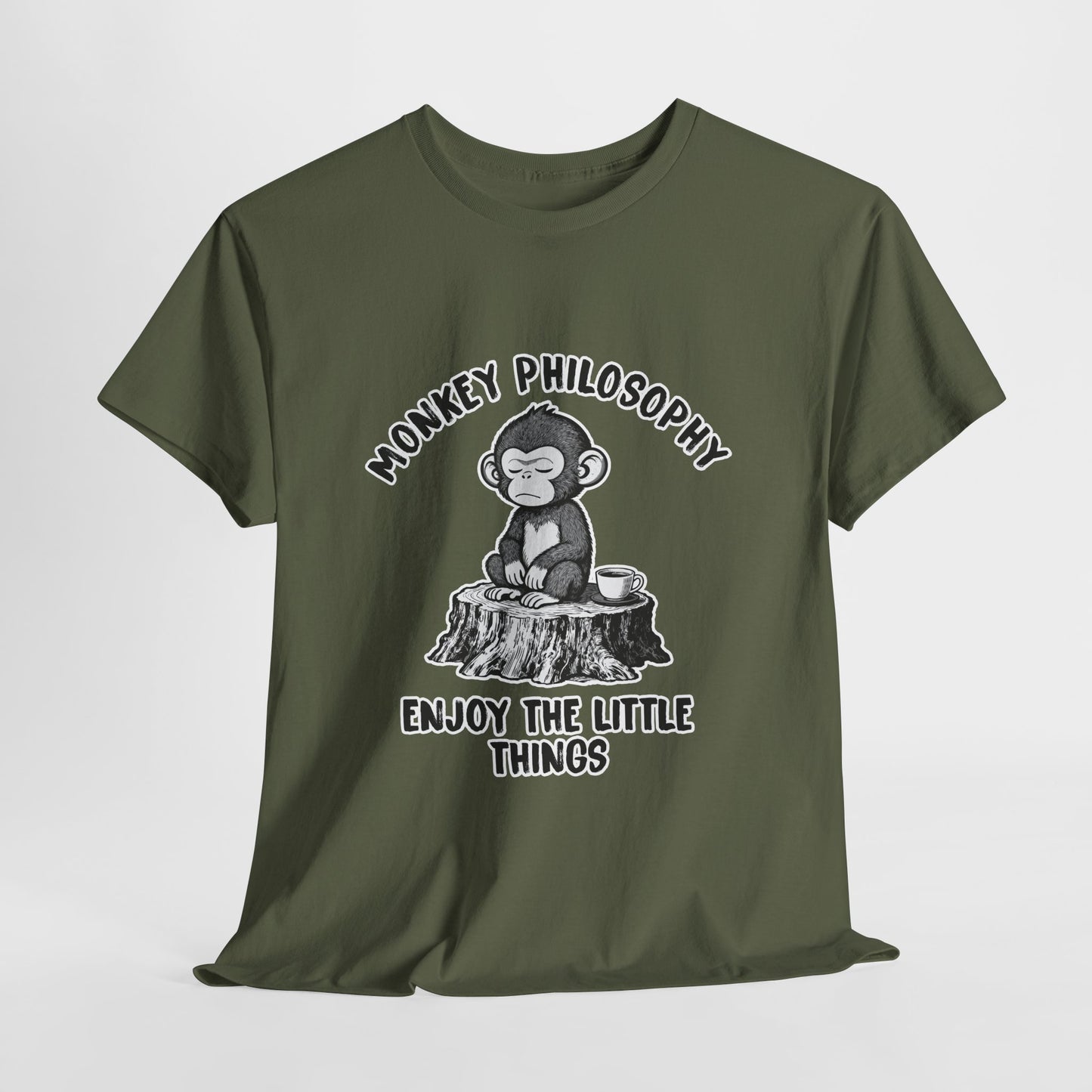 Monkey Philosophy Shirt – Peaceful Coffee Monkey Mindfulness Tee