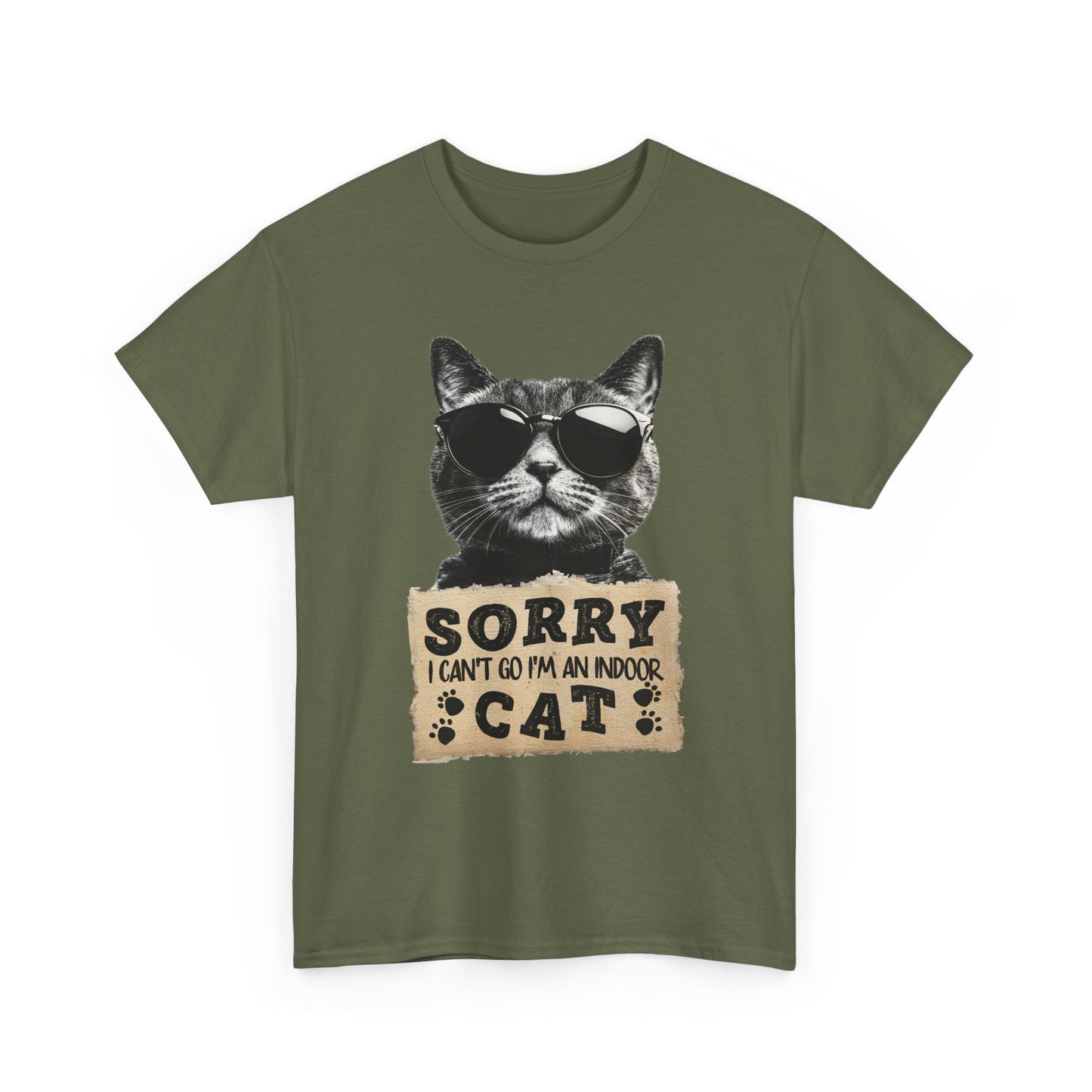 Indoor Cat T-Shirt - Sorry I Can't Go Meme Tee