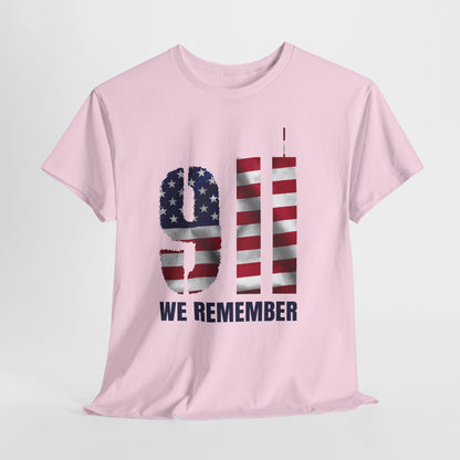 9/11 We Remember T-Shirt - American Flag Twin Towers Memorial Tee