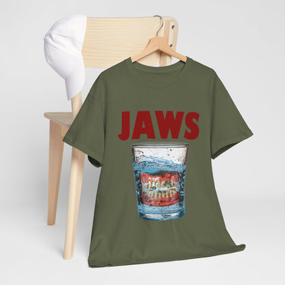 JAWS Parody - Funny Denture in Water Glass T-Shirt for Movie & Humor Fans