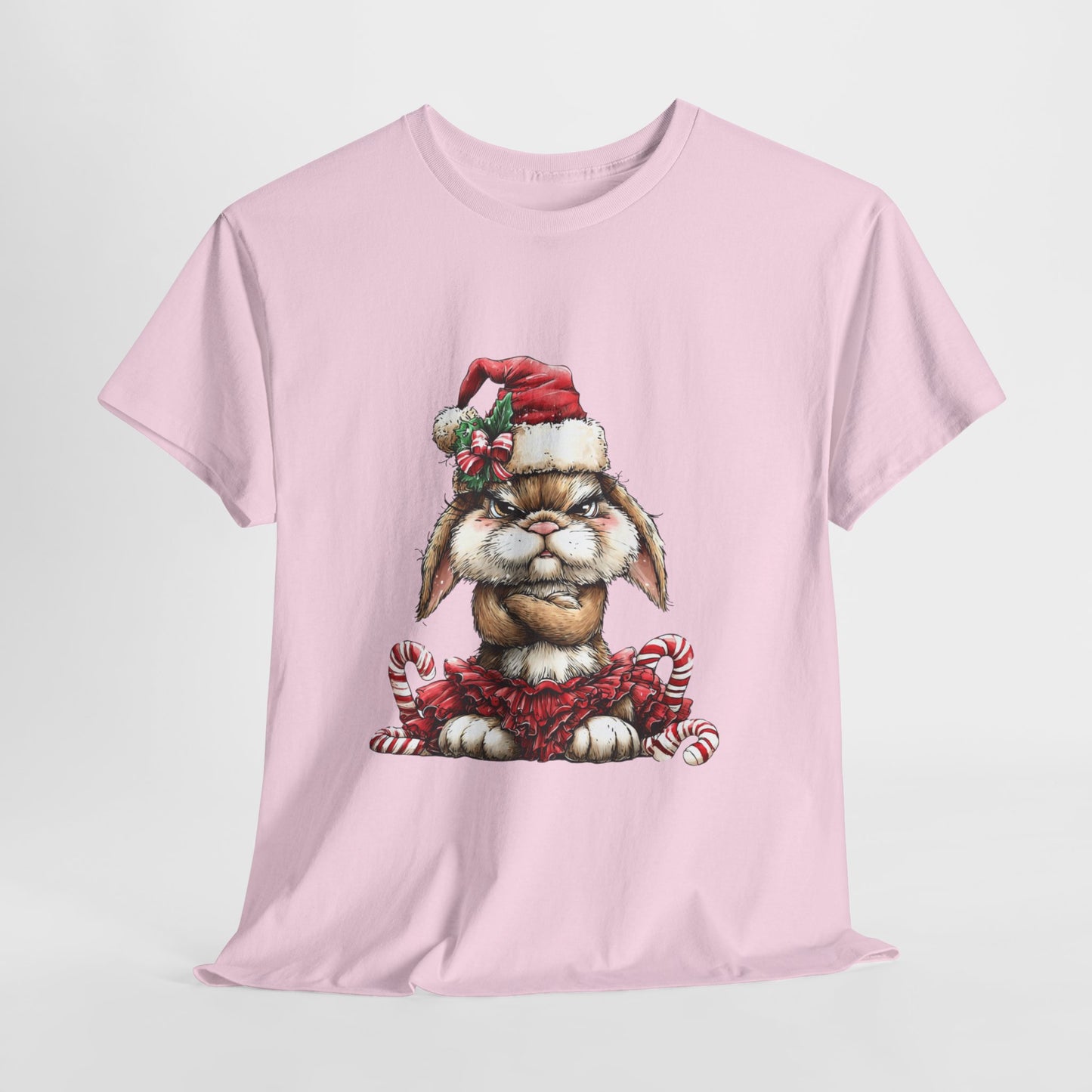 Grumpy Christmas Bunny T-Shirt - Santa Hat Rabbit in Red Tutu Tee