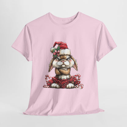 Grumpy Christmas Bunny T-Shirt - Santa Hat Rabbit in Red Tutu Tee