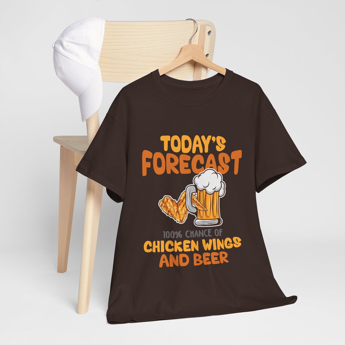 Today's Forecast 100% Chicken Wings & Beer T-Shirt - Funny Tailgate BBQ Tee