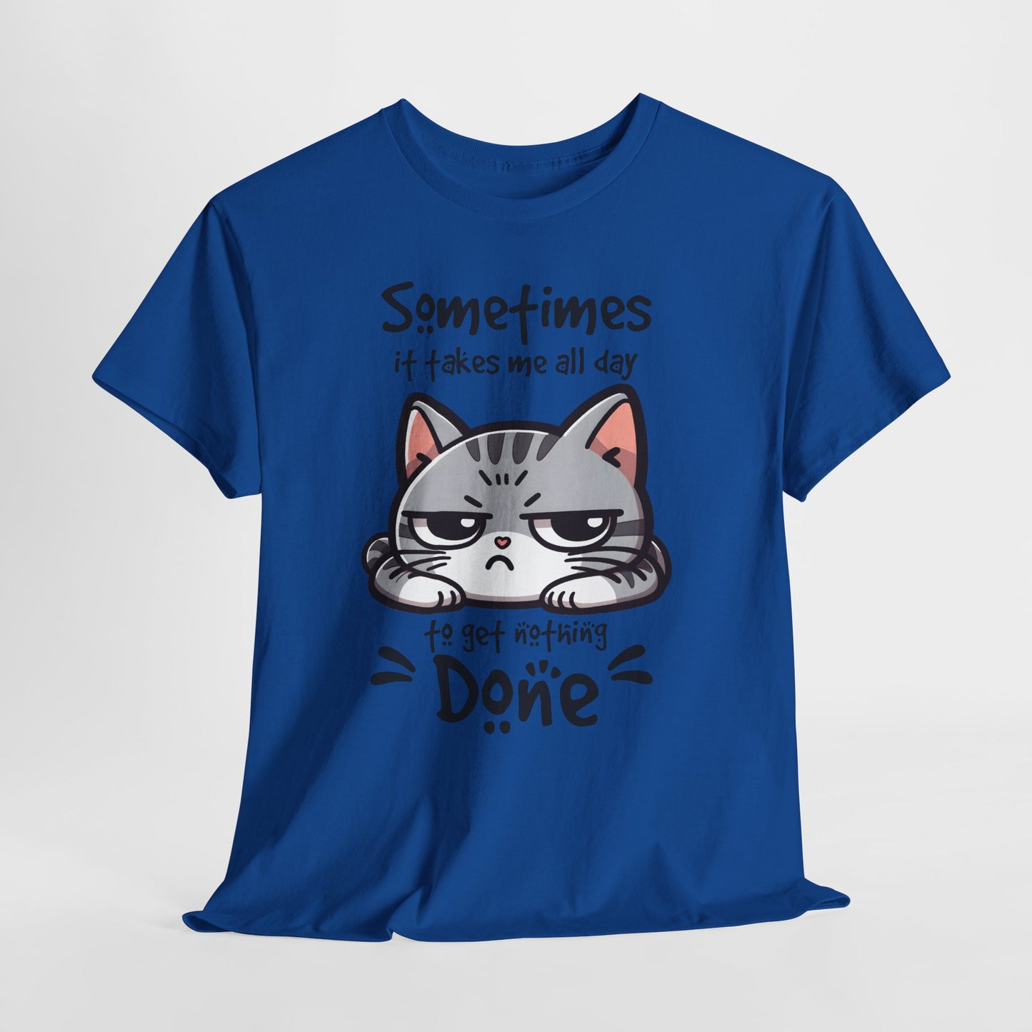 Faules Katzen-Produktivitäts-Shirt – Lustiges Grumpy-Cat-T-Shirt für Homeoffice-Tage