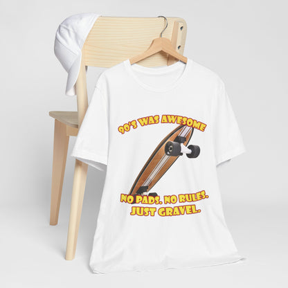 Koszulka do skateboardingu „No Pads No Rules” – koszulka Gravel z lat 90.