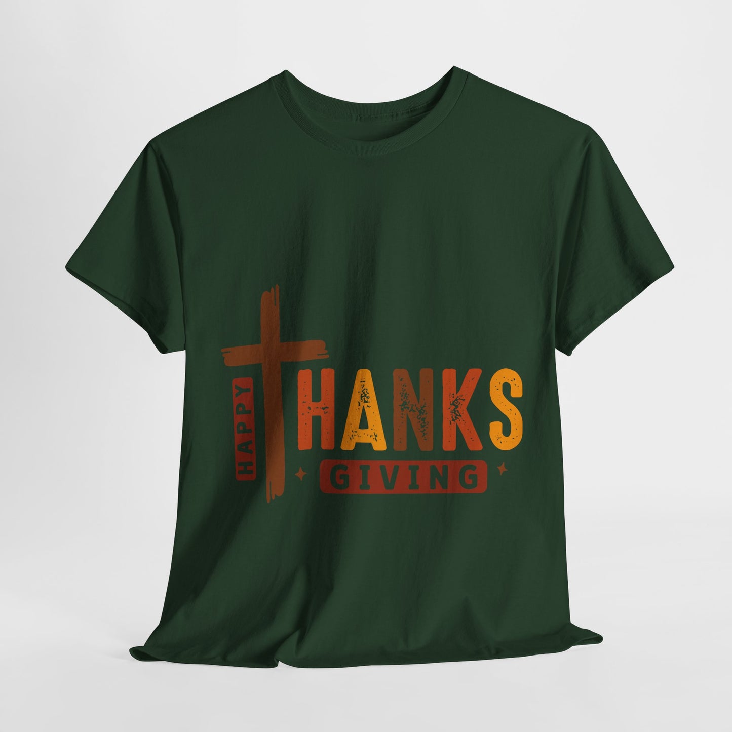 Christian Thanksgiving T-Shirt - Faith-Based “THANKS” Cross Jesus Tee