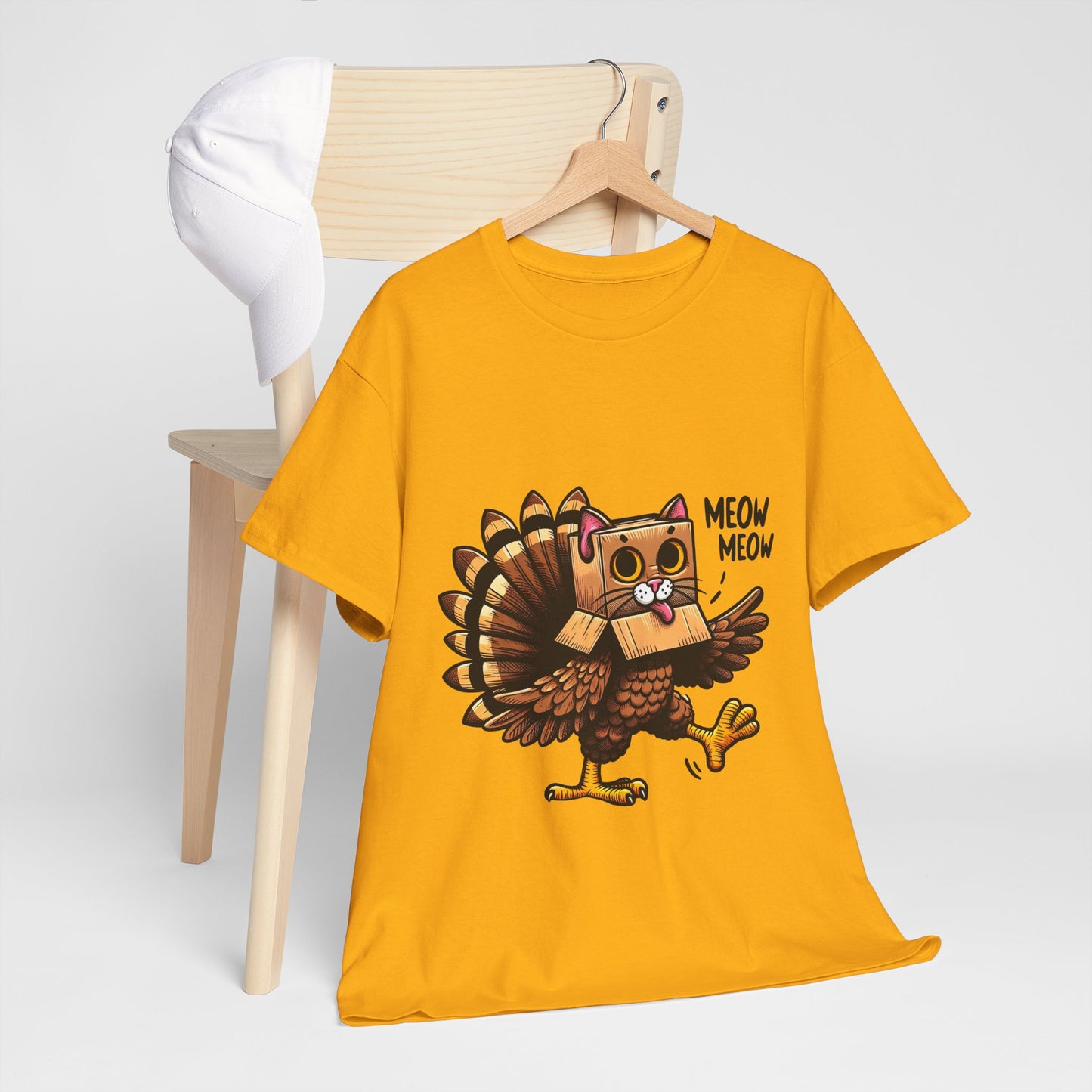 Funny Turkey Cat T-Shirt - Thanksgiving Meow Meow Cat Lover Tee