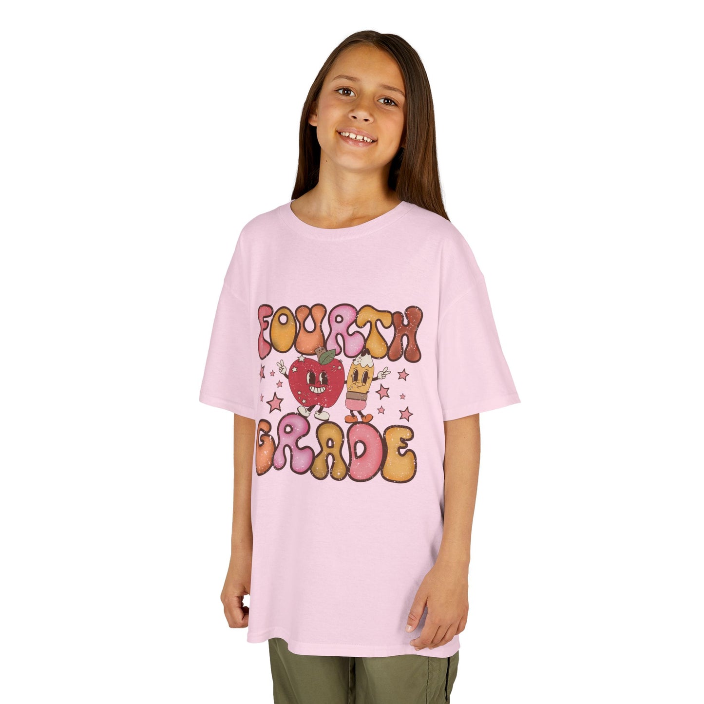 Fourth Grade Bubble Letters T-Shirt | Retro Kawaii Back to School Kids Tee
