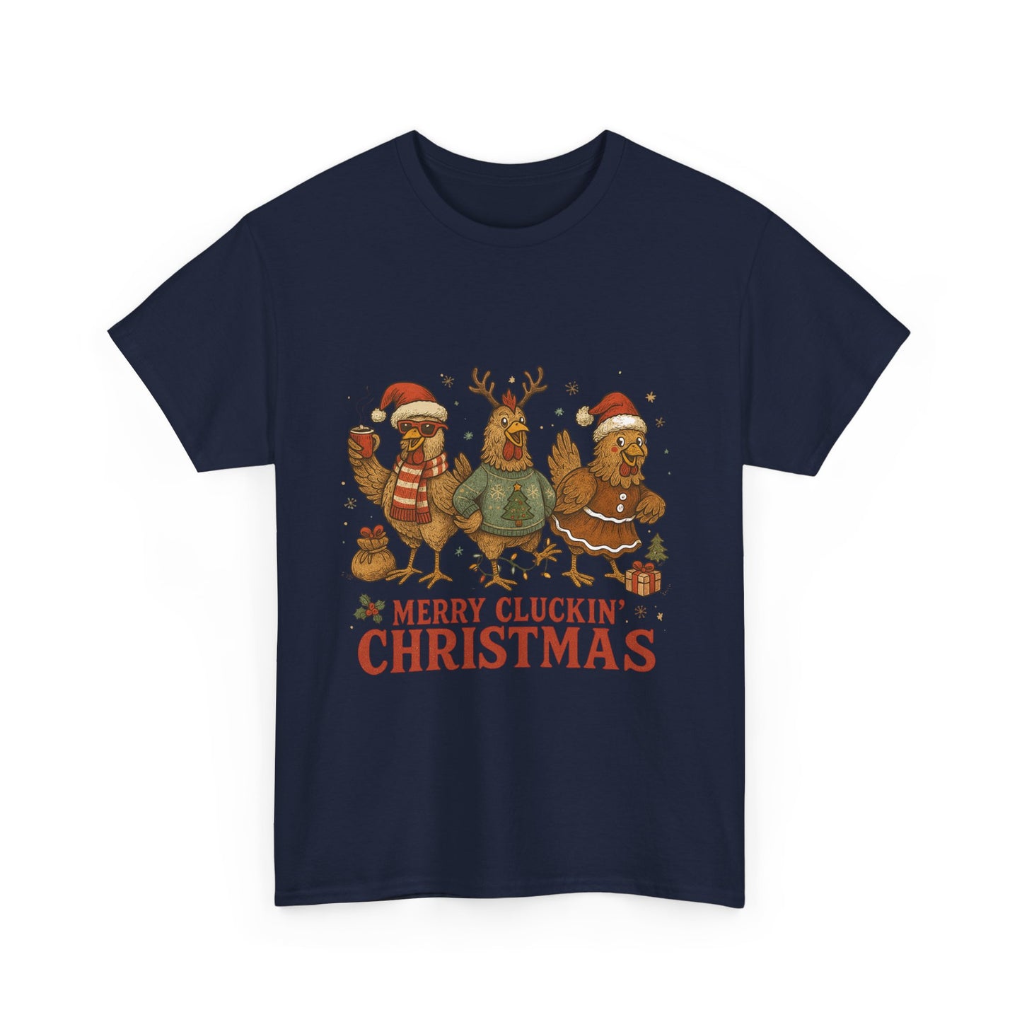 Merry Cluckin' Christmas Chicken T-Shirt - Funny Holiday Farm Tee
