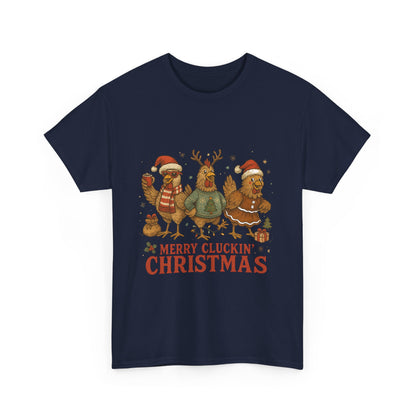 Merry Cluckin' Christmas Chicken T-Shirt - Funny Holiday Farm Tee