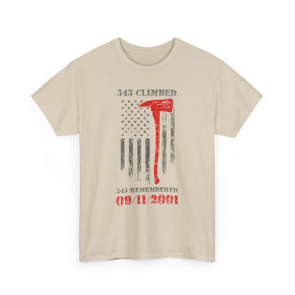 343 Climbed 343 Remembered T-Shirt - Firefighter 9/11 Memorial Tee