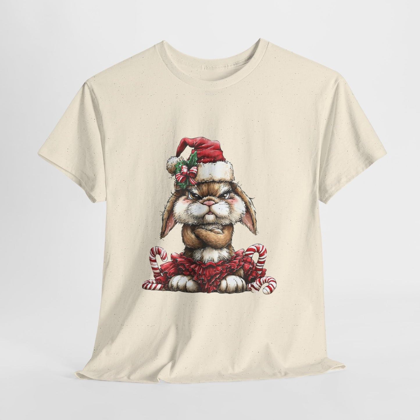 Grumpy Christmas Bunny T-Shirt - Santa Hat Rabbit in Red Tutu Tee