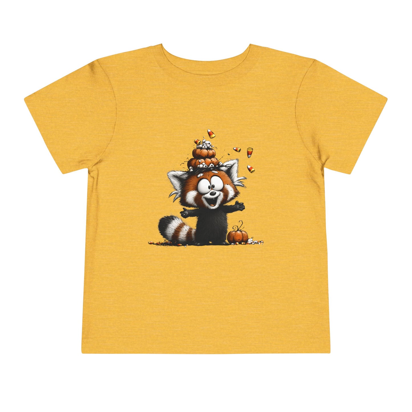 Red Panda Kids Halloween T-Shirt - Candy Corn & Pumpkins Toddler Tee