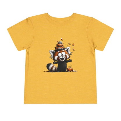 Red Panda Kids Halloween T-Shirt - Candy Corn & Pumpkins Toddler Tee