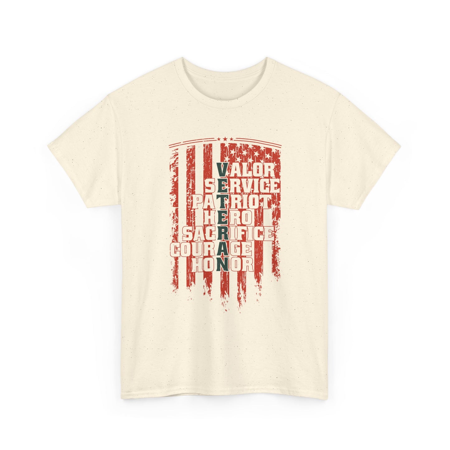 Veteran Word Art T-Shirt - Military Acronym Flag Tee
