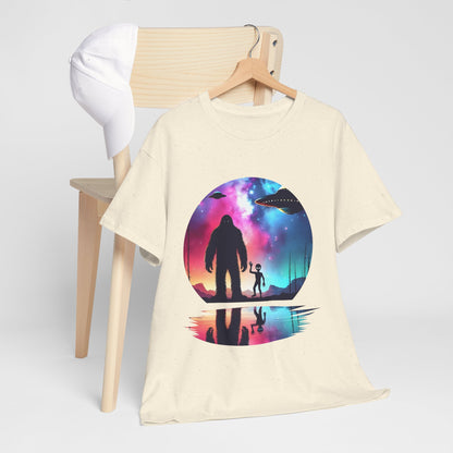 Koszulka z motywem przyjaźni Wielkiej Stopy i Obcych – Retro Vaporwave Galaxy UFO
