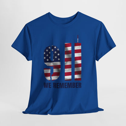 9/11 We Remember T-Shirt - American Flag Twin Towers Memorial Tee