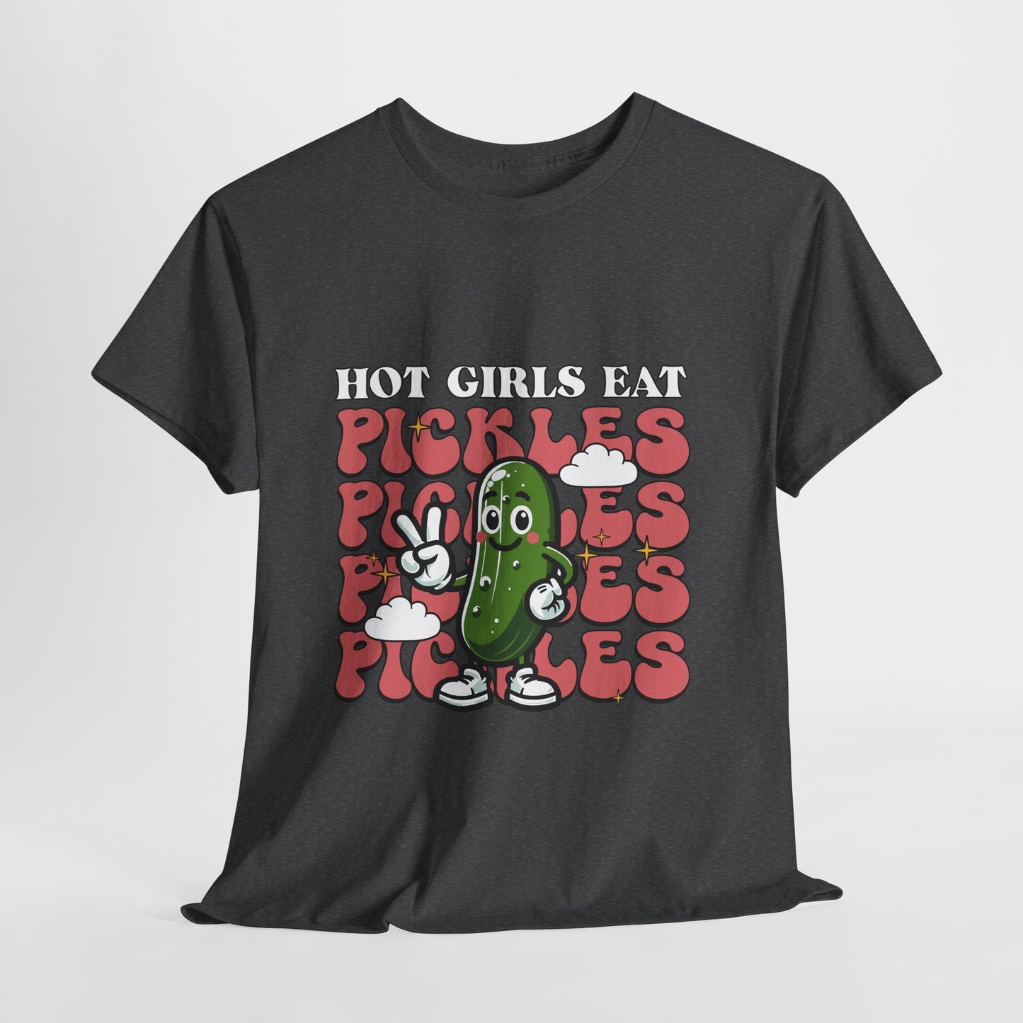 Hot Girls Eat Pickles Shirt - Funny Pickle Lover Gift for Women, Trendy Cartoon Cucumber Tee, Retro Food Humor T-Shirt