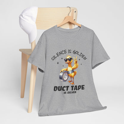 Silence Is Golden Duct Tape T-Shirt - Funny Duck Tee