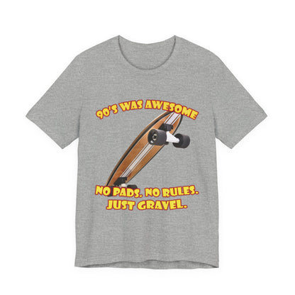 Koszulka do skateboardingu „No Pads No Rules” – koszulka Gravel z lat 90.