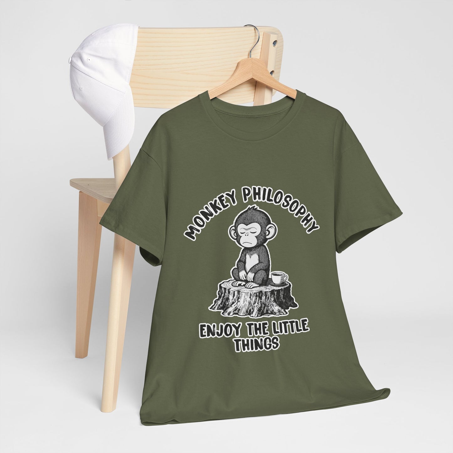 Monkey Philosophy Shirt – Peaceful Coffee Monkey Mindfulness Tee