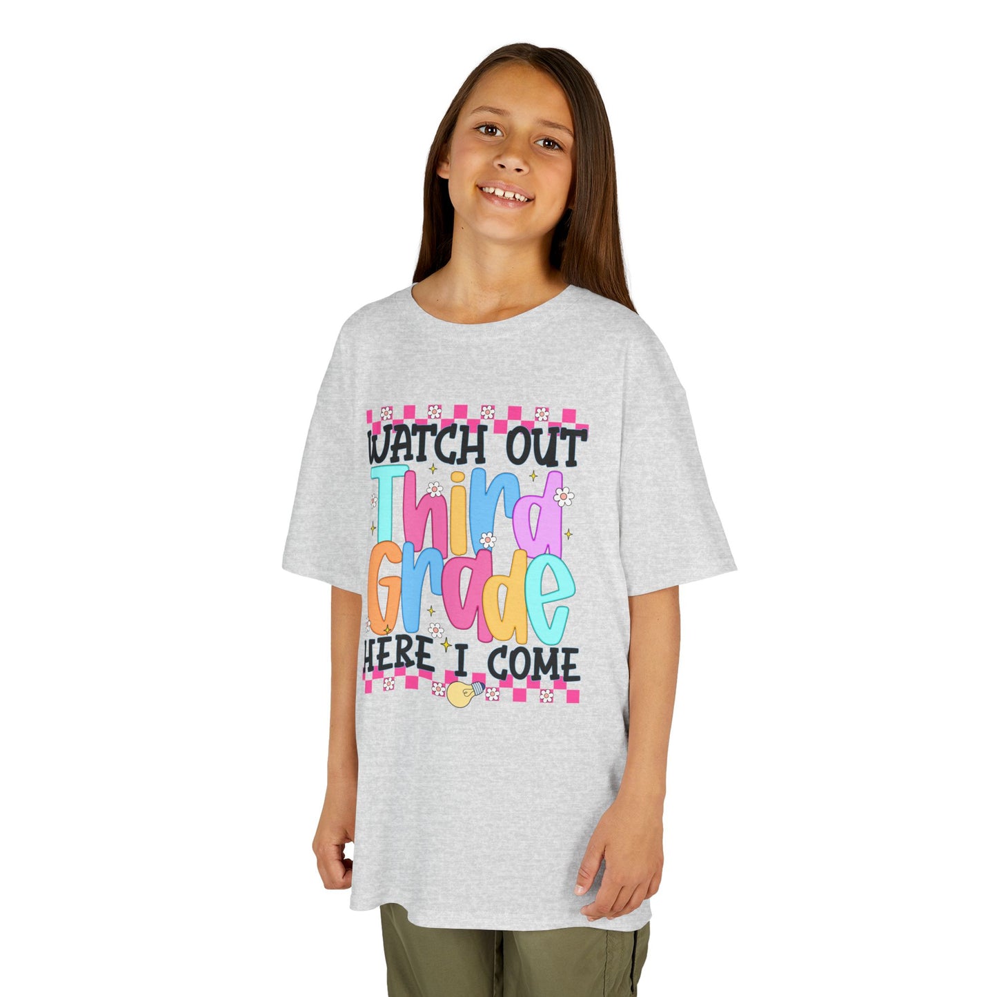 Watch Out Third Grade Shirt - Colorful Kids Back to School Tee, Heavy Cotton T-Shirt for 3rd Grade, First Day of School Outfit