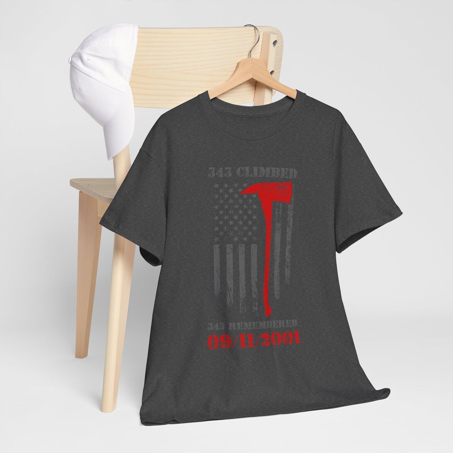 343 Climbed 343 Remembered T-Shirt - Firefighter 9/11 Memorial Tee