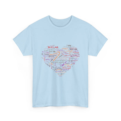 I Love You in Every Language T-Shirt - Multilingual Heart Design - Romantic Gift for Valentines Day, Anniversary, or Birthday