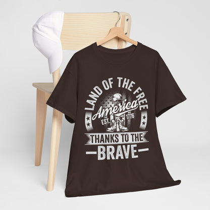 Land of the Free T-Shirt - Battlefield Cross & Flag Memorial Tee