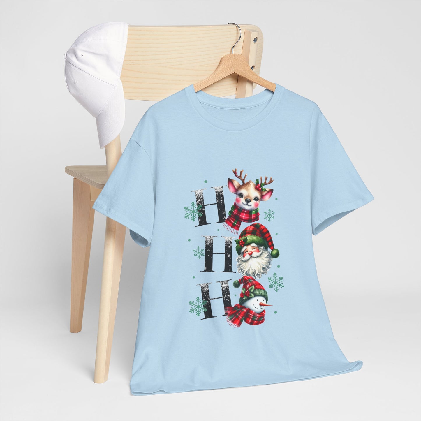 Ho Ho Ho Christmas Shirt - Cute Reindeer, Santa & Snowman Tee