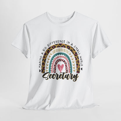 Secretary Rainbow Shirt - Cute Leopard Print Office Tee for Secretaries, Glam Animal Print Heart Gift, Boho Office Assistant T-Shirt