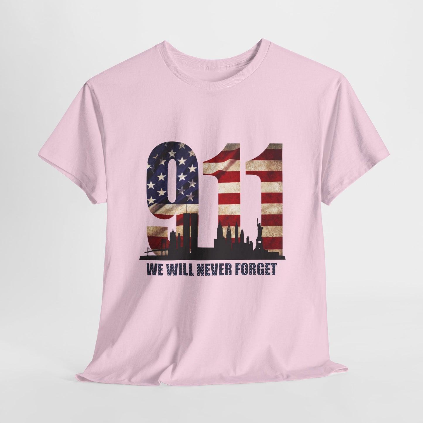 9/11 Memorial Shirt - American Flag NYC Skyline - We Will Never Forget Tribute T-Shirt
