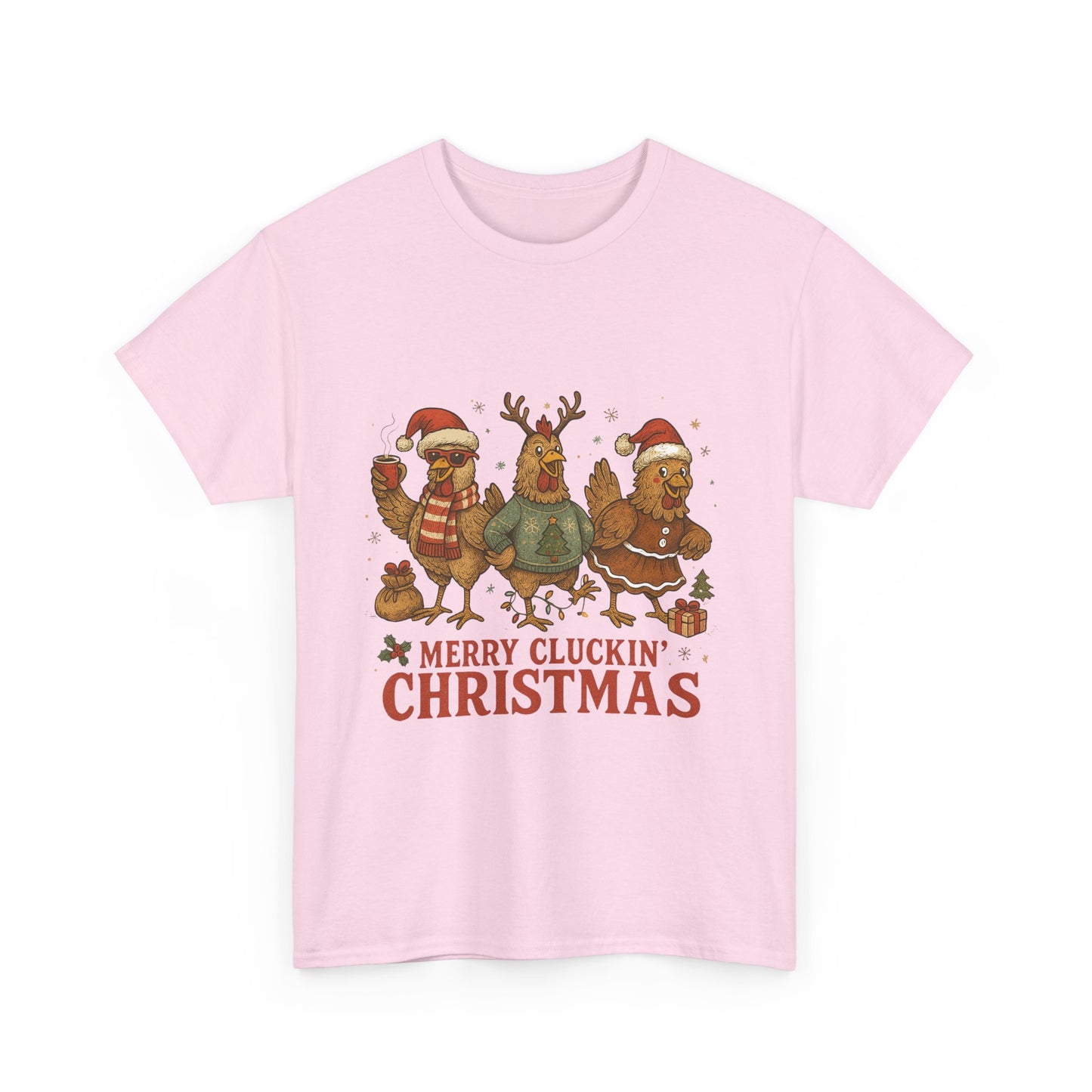 Merry Cluckin' Christmas Chicken T-Shirt - Funny Holiday Farm Tee