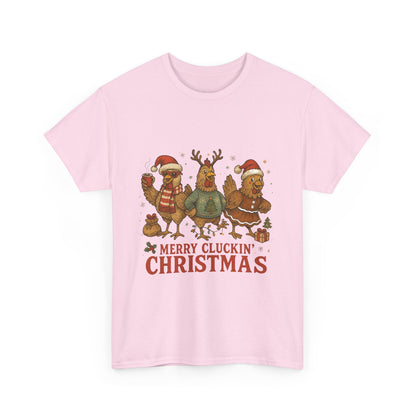 Merry Cluckin' Christmas Chicken T-Shirt - Funny Holiday Farm Tee