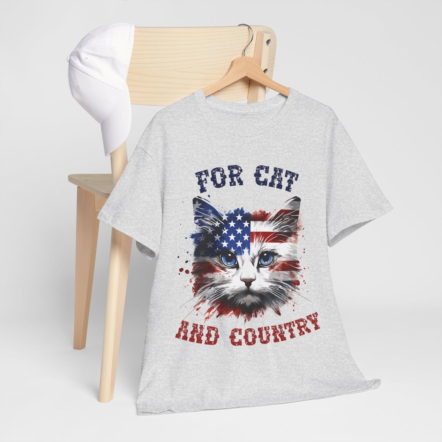 For Cat and Country Shirt - Patriotic USA Flag Cat Tee