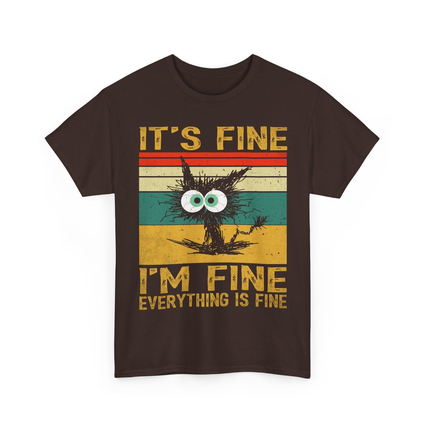 It’s Fine I’m Fine Shirt - Funny Stressed Cat Retro Tee
