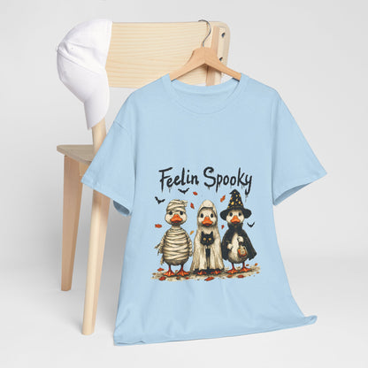 Feelin Spooky Goose Halloween T-Shirt - Cute Ducks in Costumes Tee