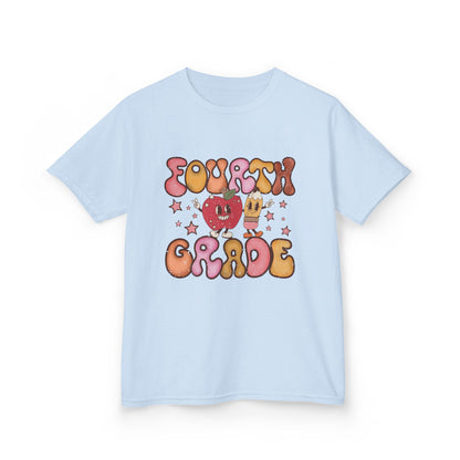 Fourth Grade Bubble Letters T-Shirt | Retro Kawaii Back to School Kids Tee