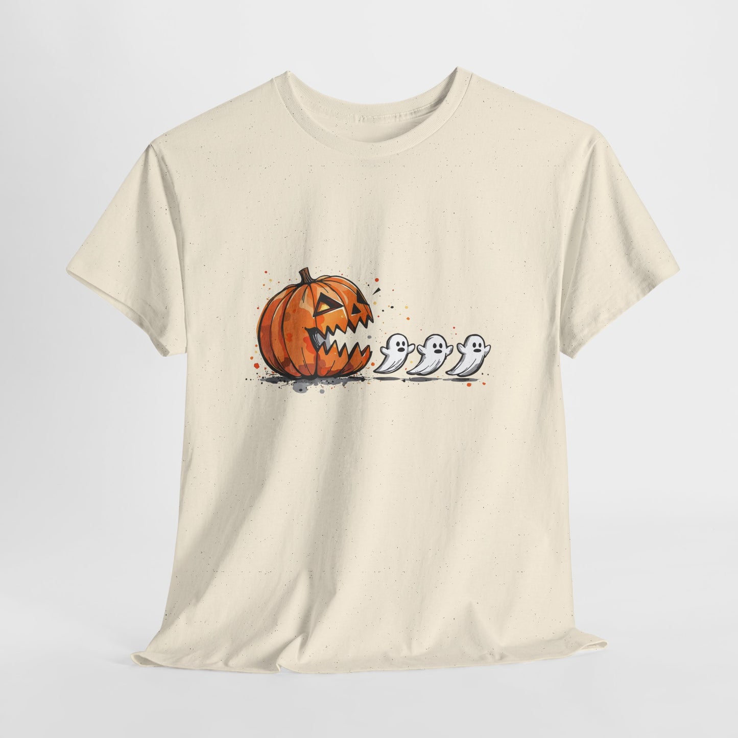 Pumpkin vs Ghosts Halloween T-Shirt - Jack-O-Lantern Chasing Ghosts