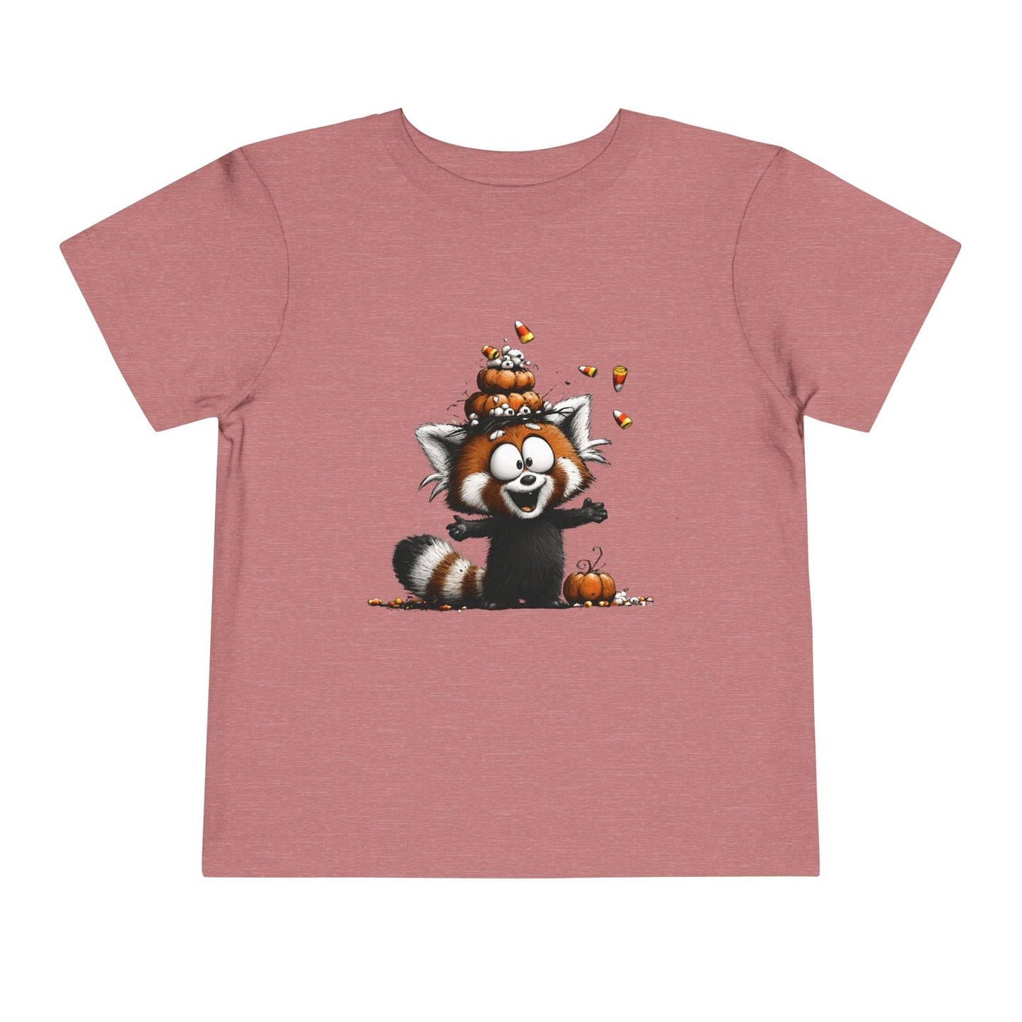 Red Panda Kids Halloween T-Shirt - Candy Corn & Pumpkins Toddler Tee