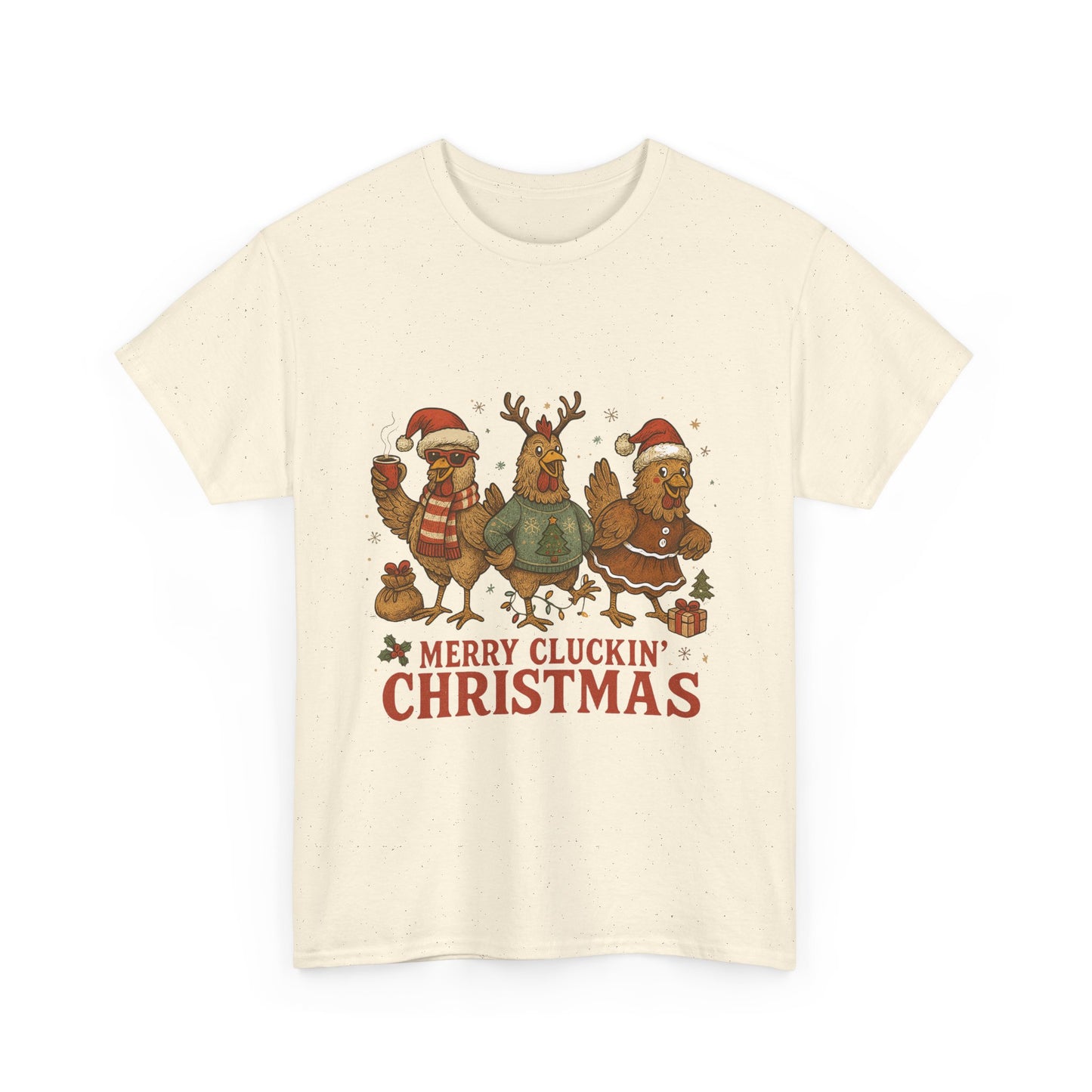 Merry Cluckin' Christmas Chicken T-Shirt - Funny Holiday Farm Tee