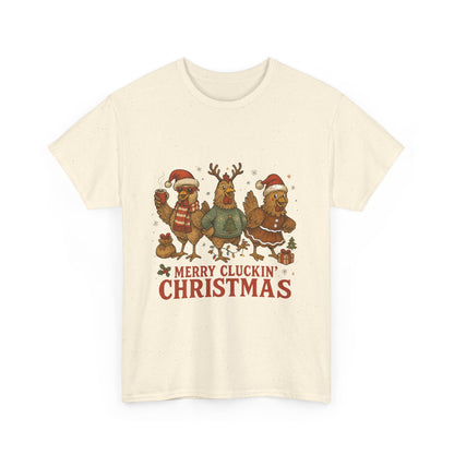Merry Cluckin' Christmas Chicken T-Shirt - Funny Holiday Farm Tee