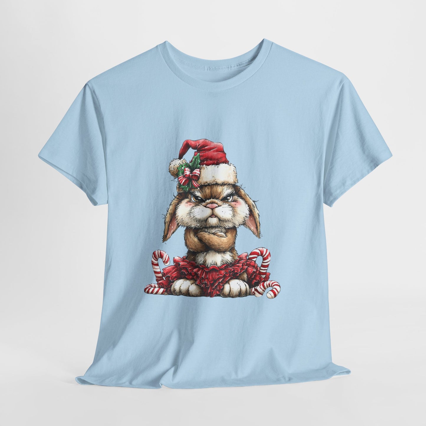 Grumpy Christmas Bunny T-Shirt - Santa Hat Rabbit in Red Tutu Tee
