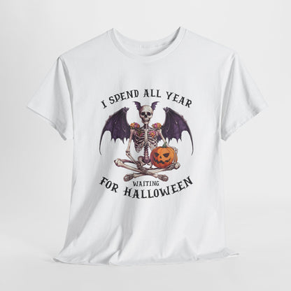 Koszulka z nietoperzowym szkieletem i dynią – gotycka koszulka na Halloween z dynią Jack-o-Lantern, upiorny prezent na święta dla kobiet i mężczyzn
