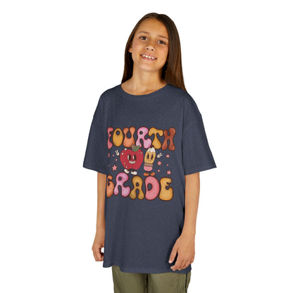 Fourth Grade Bubble Letters T-Shirt | Retro Kawaii Back to School Kids Tee