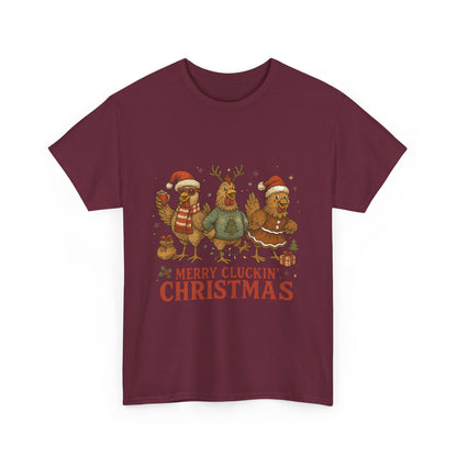 Merry Cluckin' Christmas Chicken T-Shirt - Funny Holiday Farm Tee