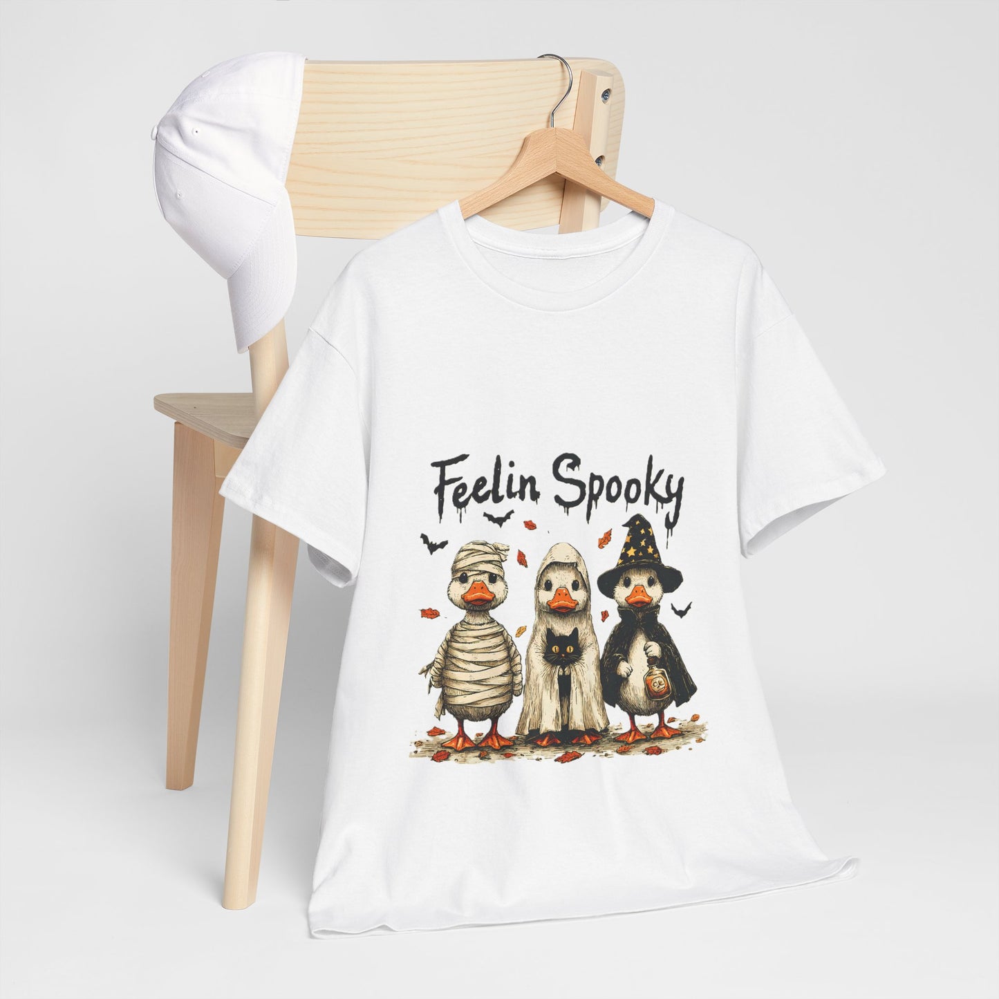 Feelin Spooky Goose Halloween T-Shirt - Cute Ducks in Costumes Tee